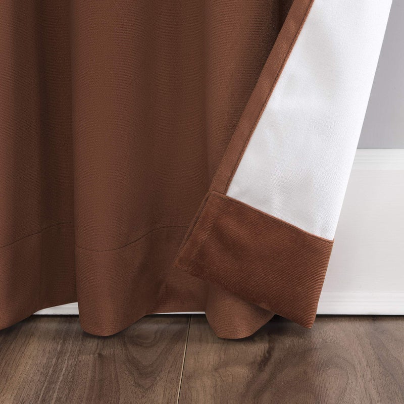 Sun Zero Hampshire Velvet Noise Reducing Thermal Extreme Total Blackout Back Tab Curtain Panel, 50" x 96", Terracotta Orange - Image 5